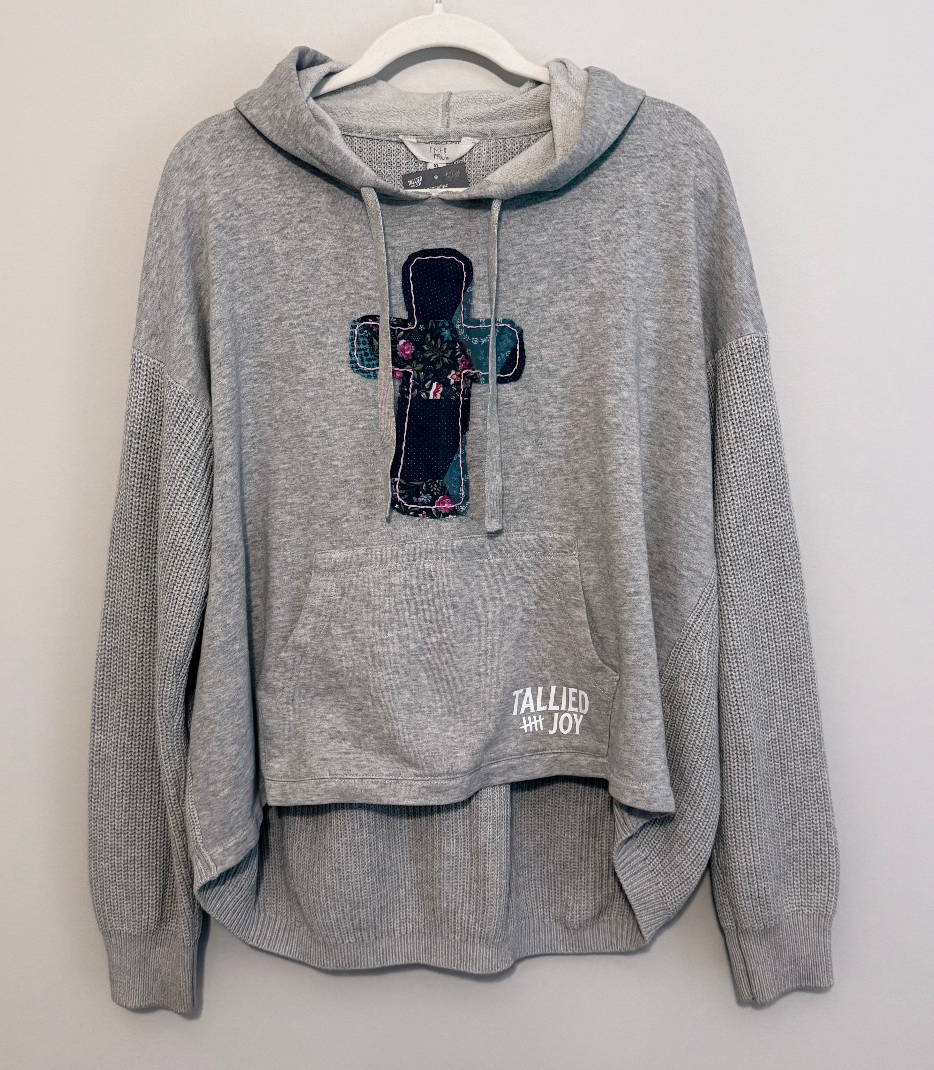 Redeemed Grey Cross Knit Hoodie