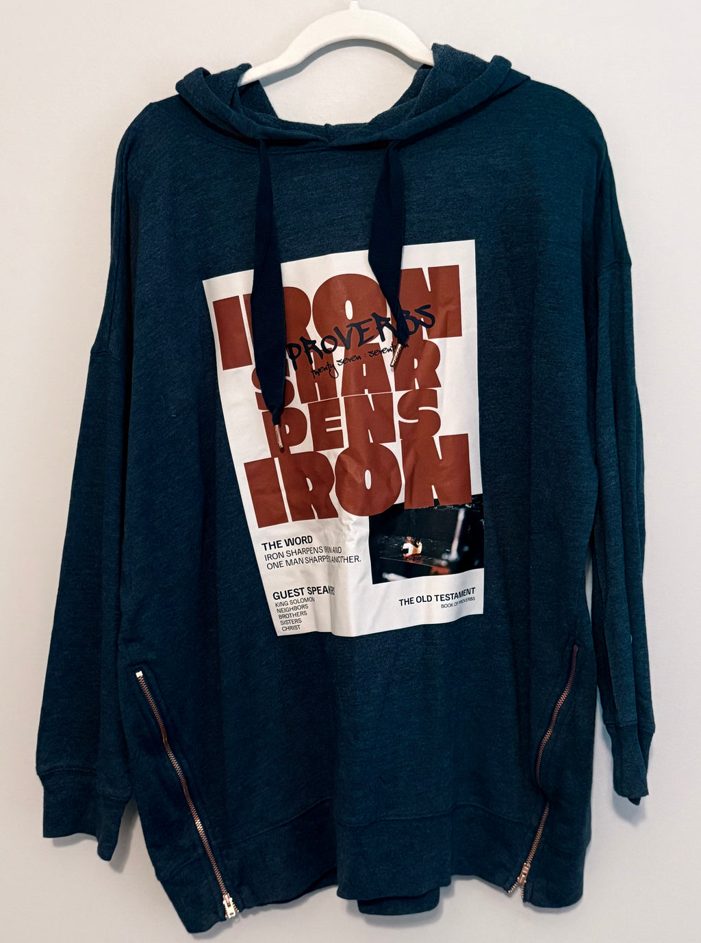 Redeemed Navy Blue Iron Sharpens Iron Hoodie