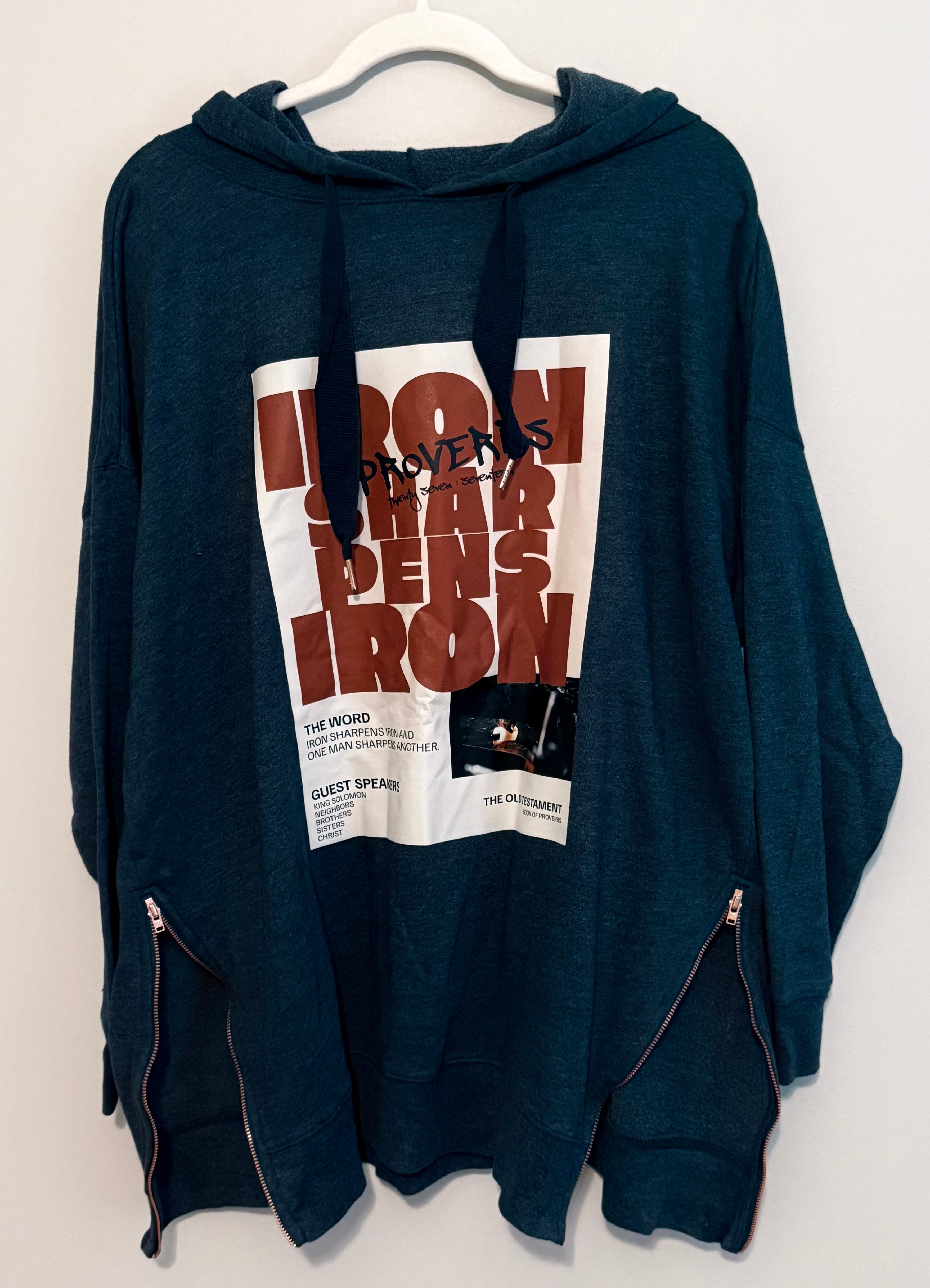 Redeemed Navy Blue Iron Sharpens Iron Hoodie