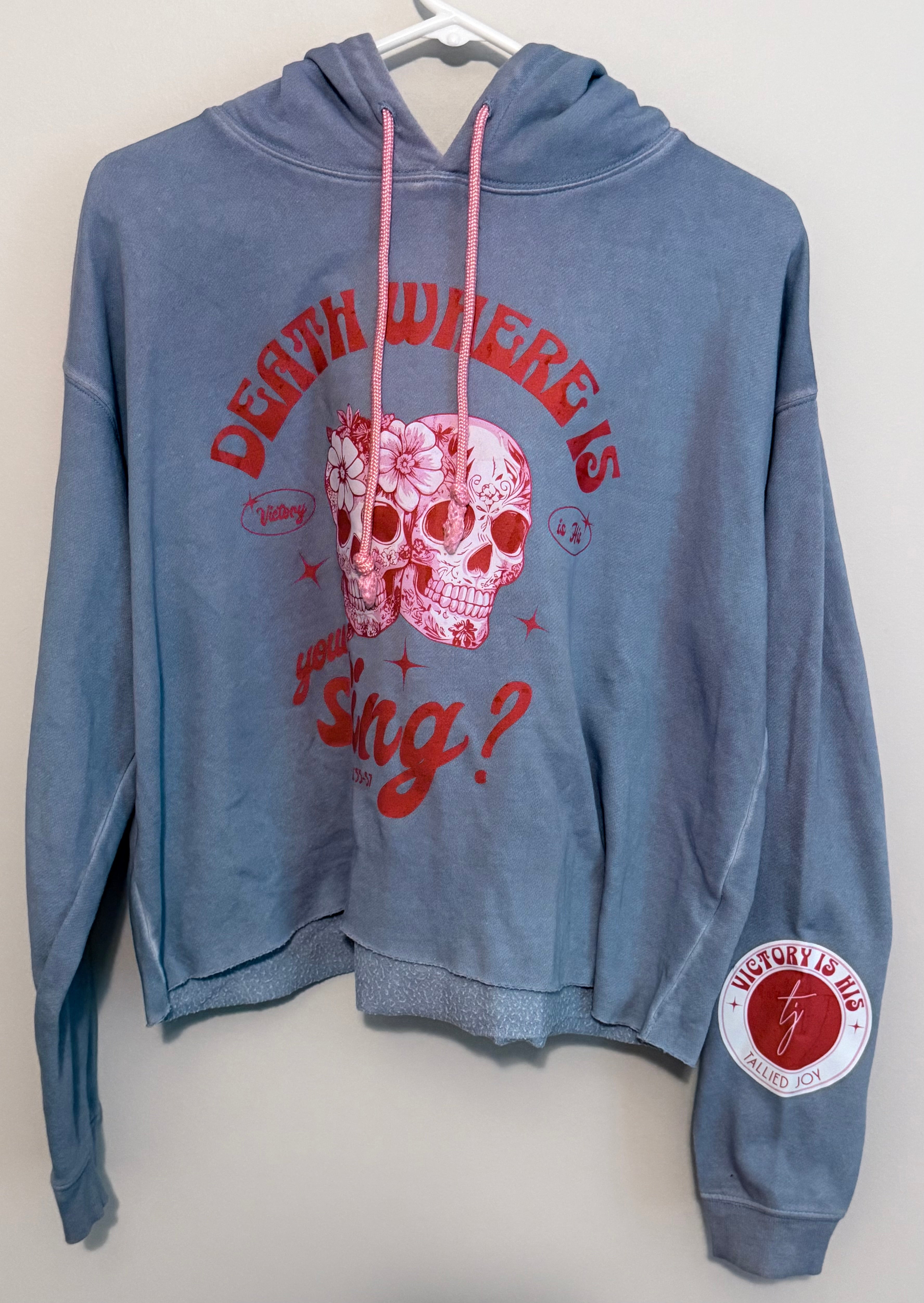 Redeemed Lavender Death Where is Your Sting Cropped Hoodie