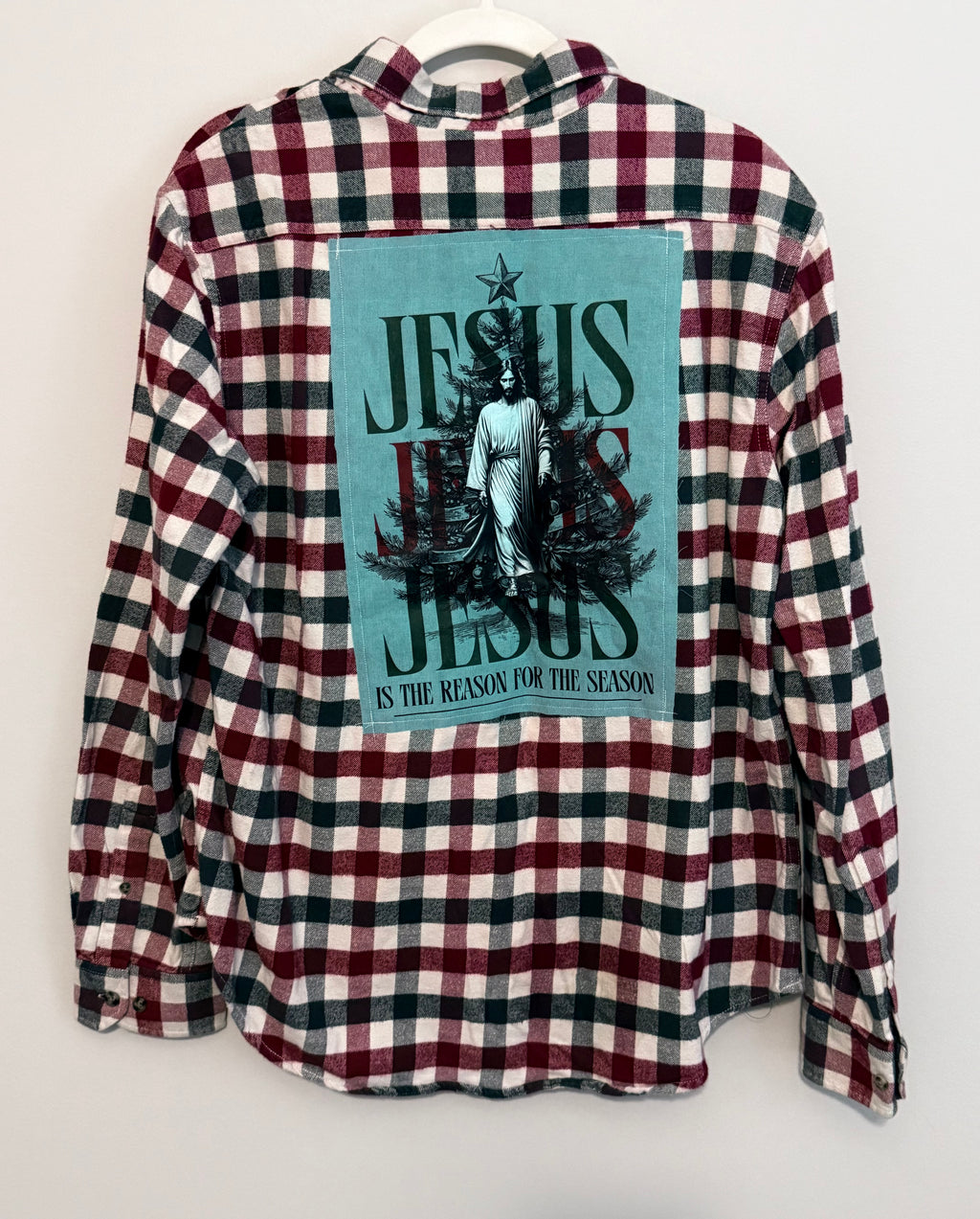Redeemed Plaid Jesus is The Reason Button Up