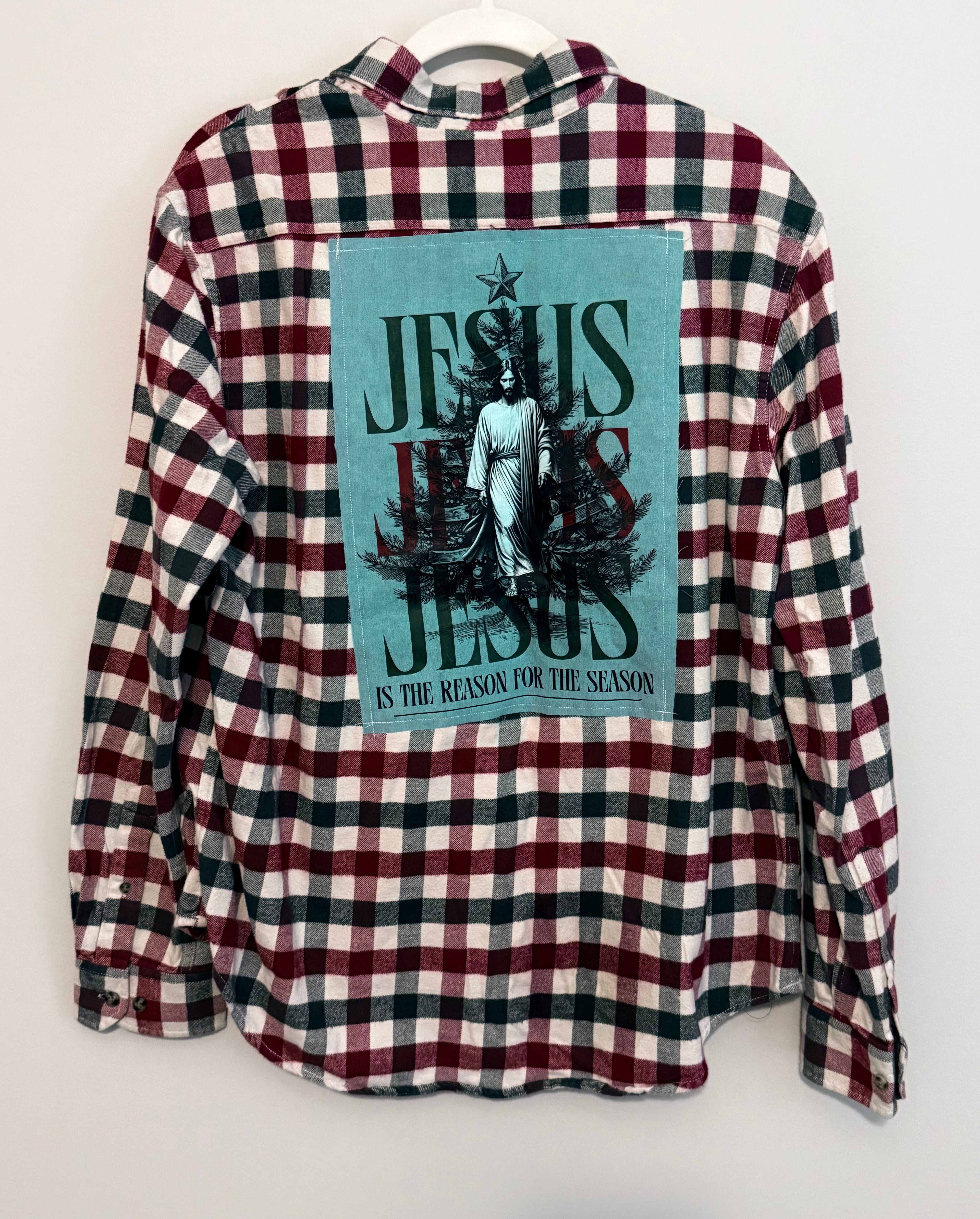 Redeemed Plaid Jesus is The Reason Button Up