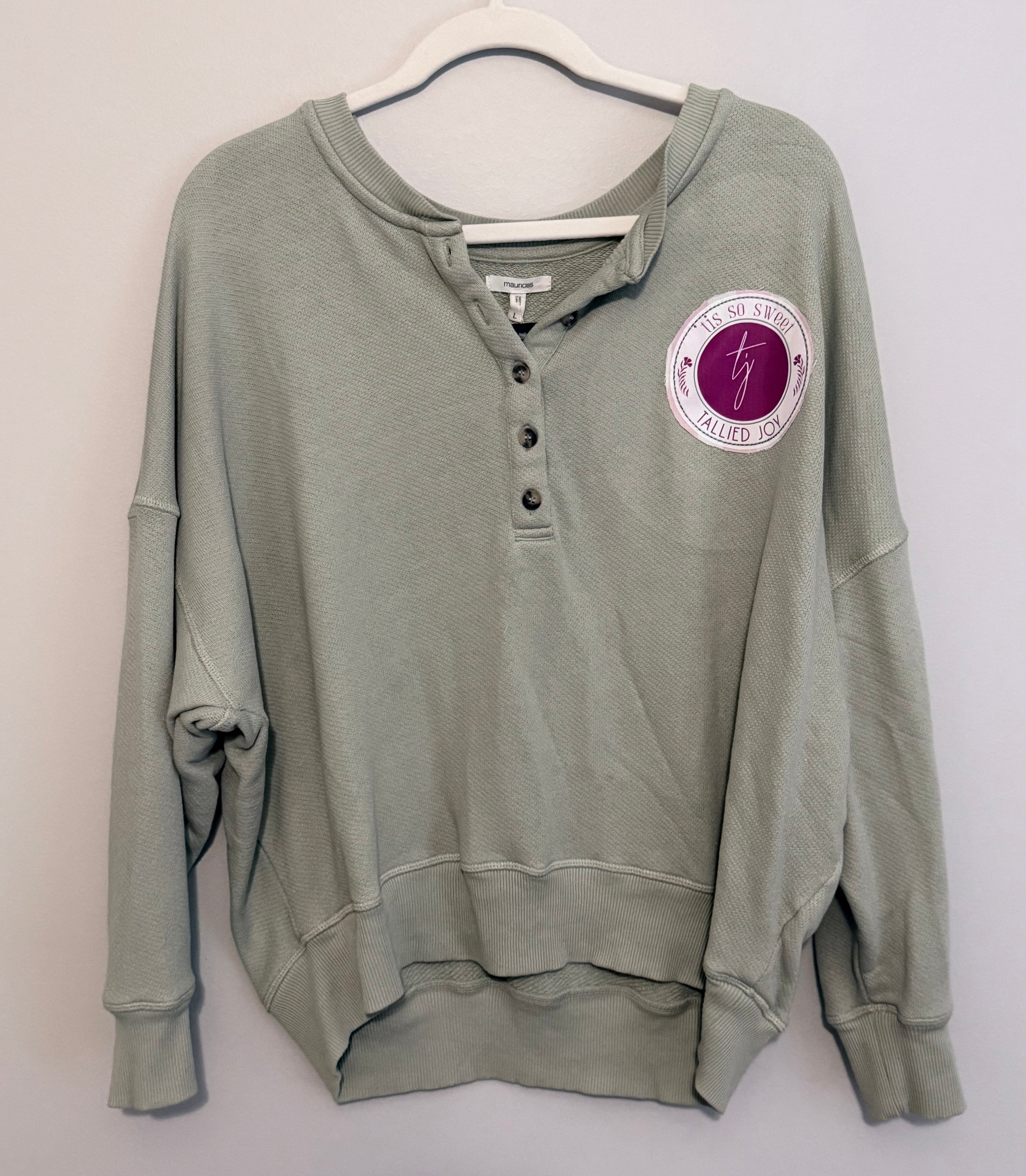 Redeemed Light Green 'Tis So Sweet 1/4 Button Up Crew Neck